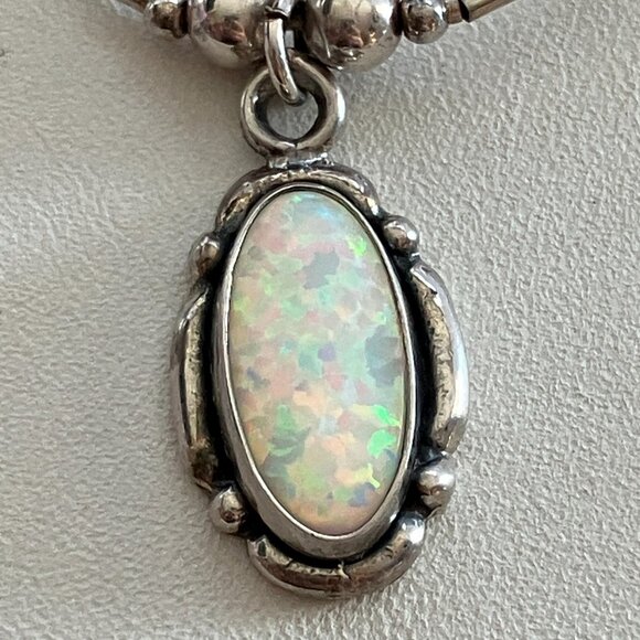 Opal, 925 Silver Silk Native Nacklace 16" - Picture 4 of 7